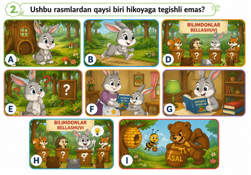 Kitobxon quyoncha — rasmli topshiriq