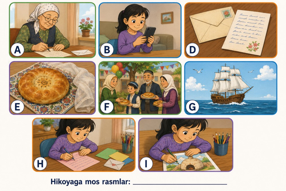 Tandir hidi kelgan xat — rasmli topshiriq